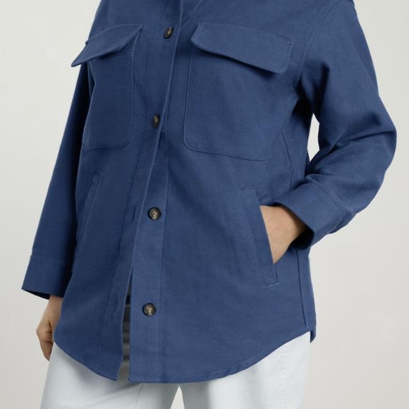 Everlane The Oversized Shirt Jacket, Deep Blue, Size S - Picture 4 of 7